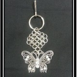 Silver Butterfly Chainmaille Keychain 