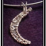 Wire Wrapped Crescent Moon Necklace Pendant