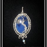 Blue Onyx Tree of Life Necklace Pendant 