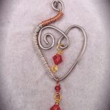 Stainless Steel and Copper Swirl Heart with Swarovski Crystal