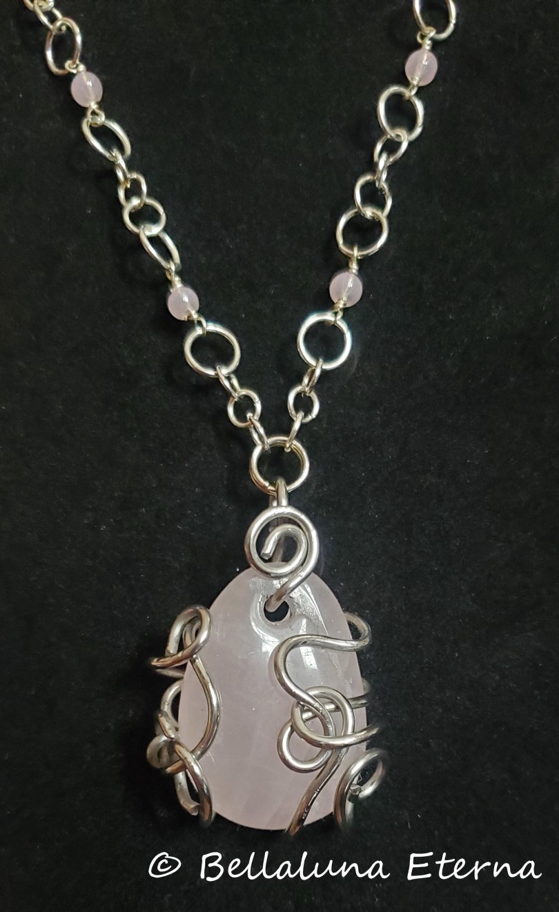 Stainless Steel Rose Quartz Necklace