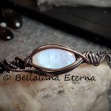 Oxidized Copper and Blue Moonstone Bangle Bracelet